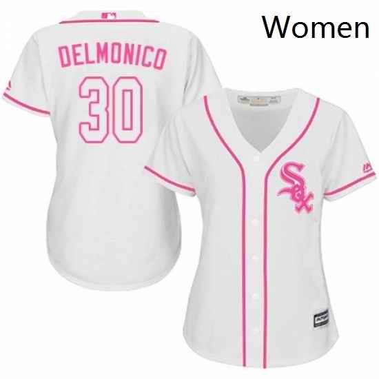 Womens Majestic Chicago White Sox 30 Nicky Delmonico Replica White Fashion Cool Base MLB Jersey